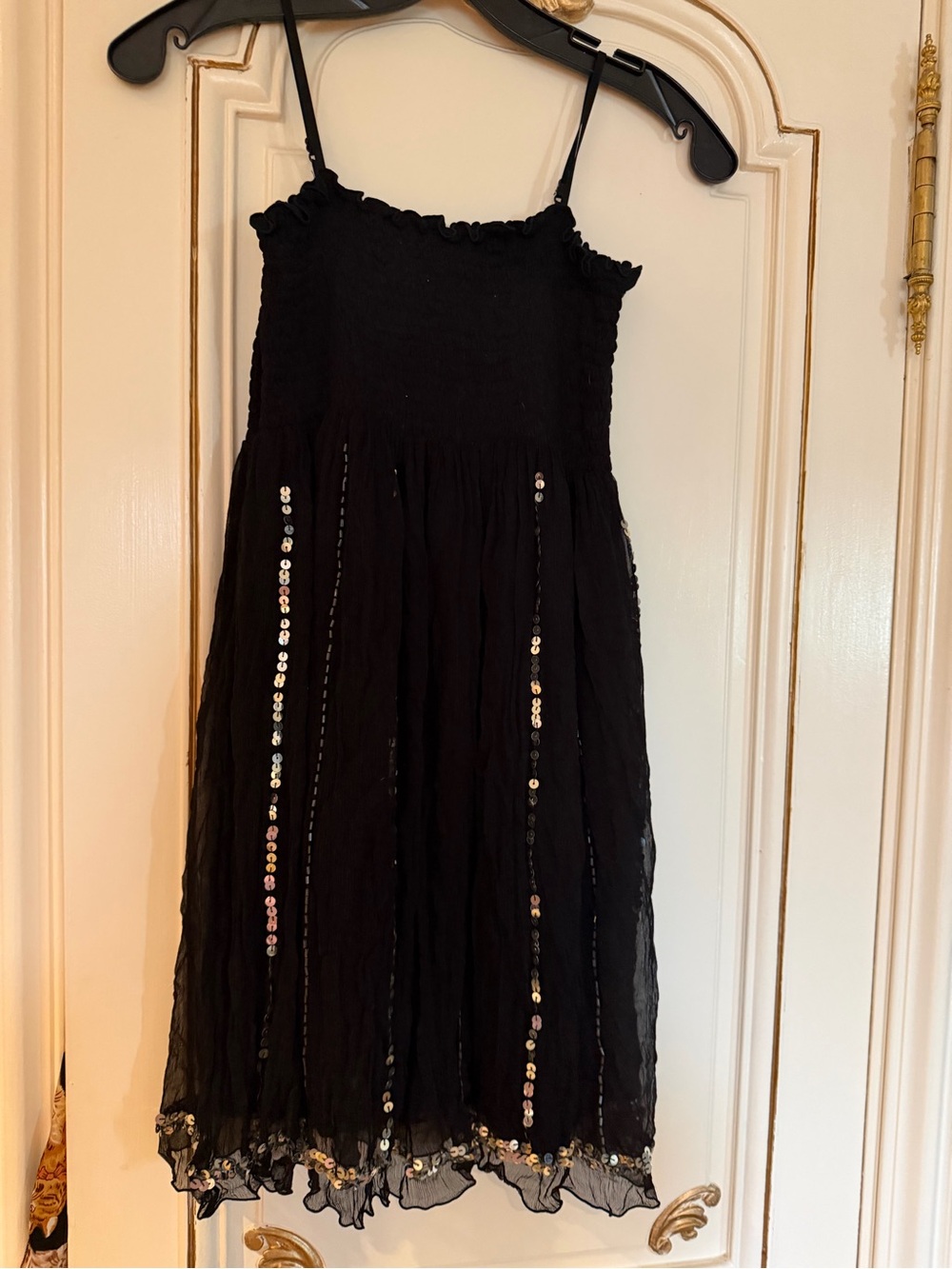 Flowers by Zoe Black Spaghetti-Strap Sequin Trim Dress